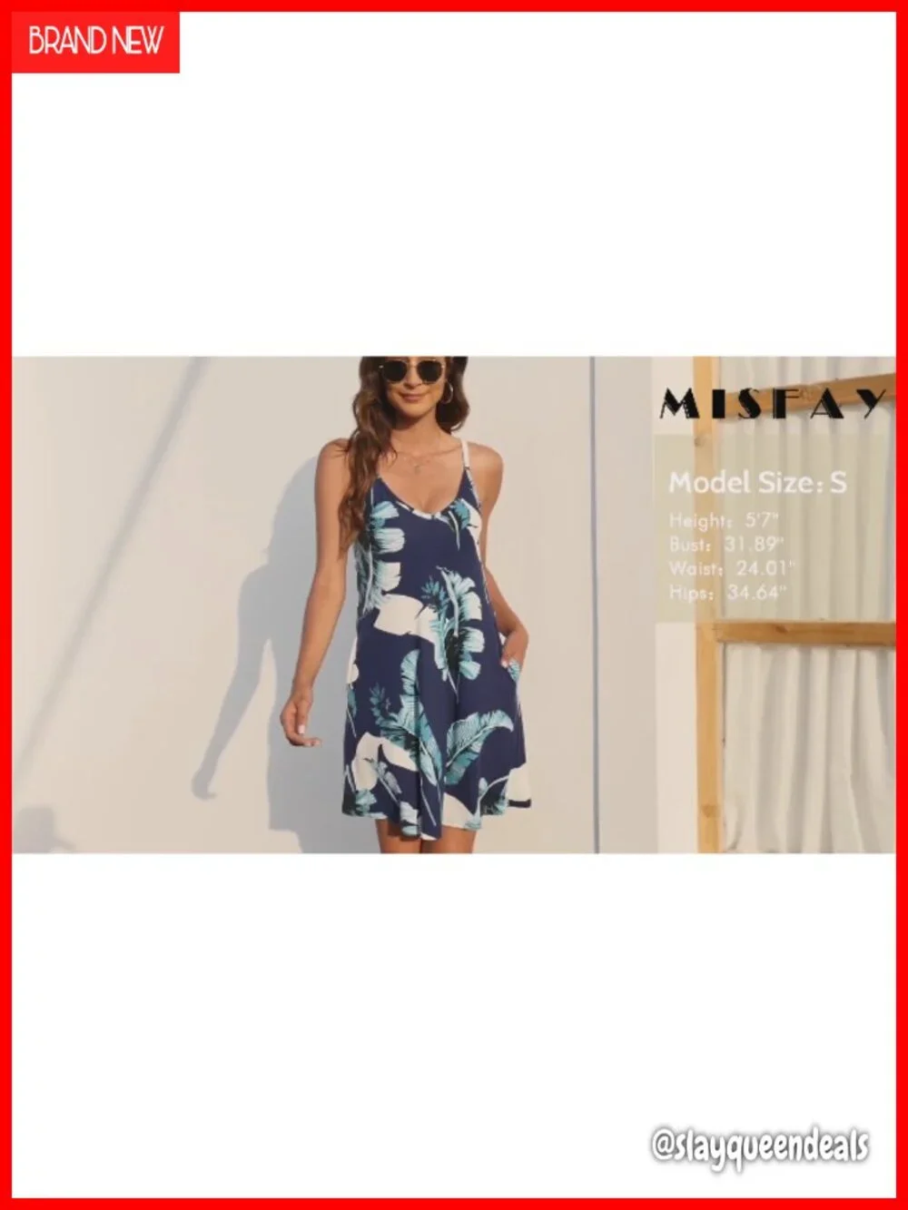 Women's Spaghetti Strap Swing Beach Cover Up Dress with Pockets